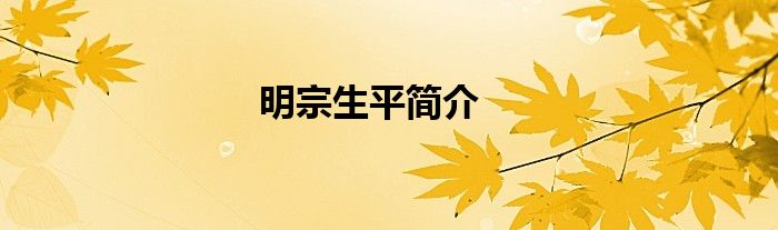 明宗生平简介