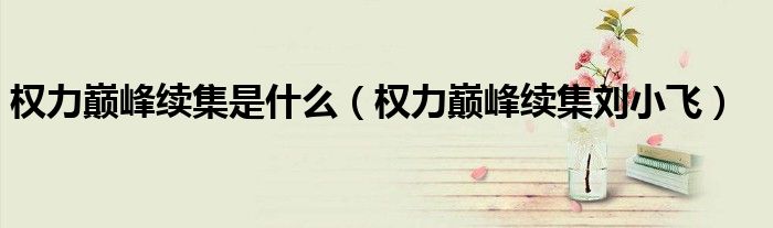 权力巅峰续集是什么(权力巅峰续集刘小飞)