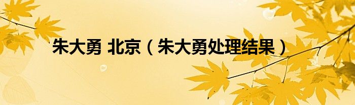朱大勇 北京(朱大勇处理结果)