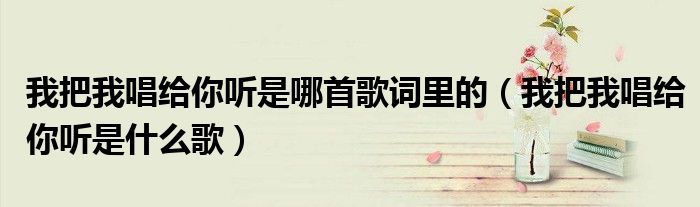 我把我唱给你听是哪首歌词里的(我把我唱给你听是什么歌)