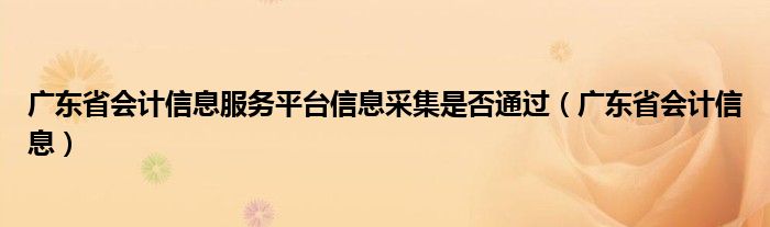 广东省会计信息服务平台信息采集是否通过（广东省会计信息）