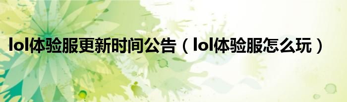 lol体验服更新时间公告(lol体验服怎么玩)