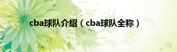 cba球队介绍（cba球队全称）