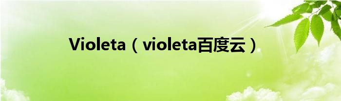 Violeta（violeta百度云）