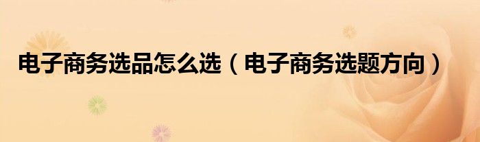 电子商务选品怎么选(电子商务选题方向)
