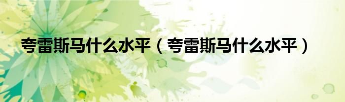 夸雷斯马什么水平(夸雷斯马什么水平)