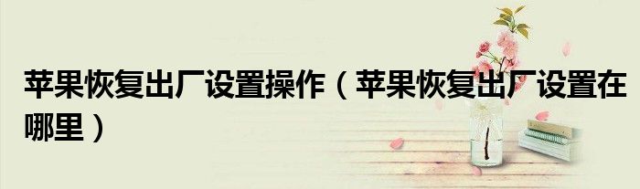 苹果恢复出厂设置操作(苹果恢复出厂设置在哪里)