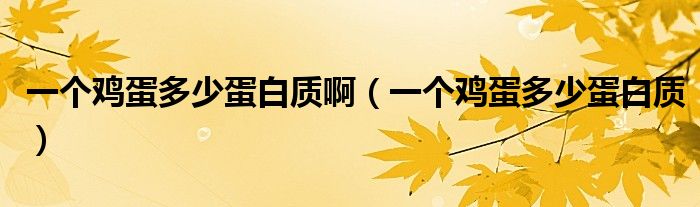 一个鸡蛋多少蛋白质啊(一个鸡蛋多少蛋白质)