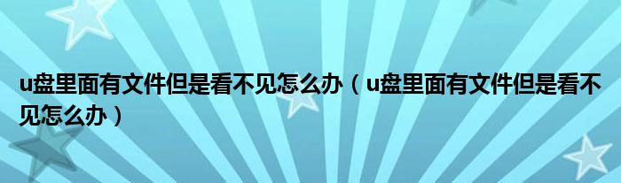 u盘里面有文件但是看不见怎么办(u盘里面有文件但是看不见怎么办)