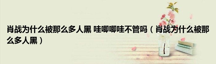 肖战为什么被那么多人黑 哇唧唧哇不管吗（肖战为什么被那么多人黑）