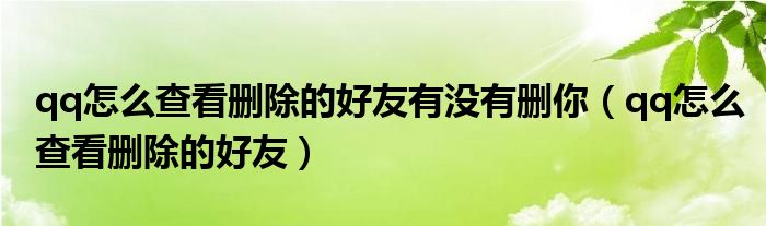 qq怎么查看删除的好友有没有删你(qq怎么查看删除的好友)