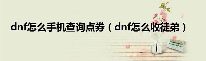 dnf怎么手机查询点券(dnf怎么收徒弟)