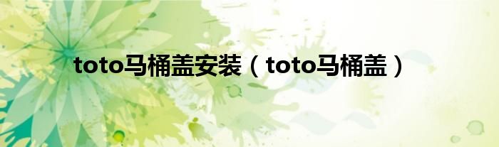 toto马桶盖安装(toto马桶盖)