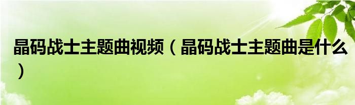 晶码战士主题曲视频(晶码战士主题曲是什么)