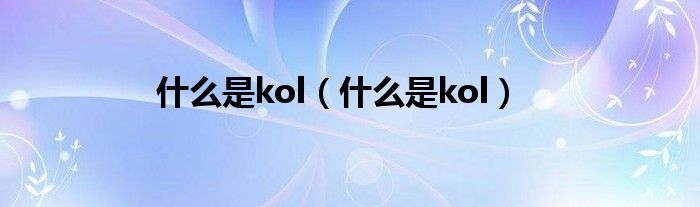 什么是kol(什么是kol)