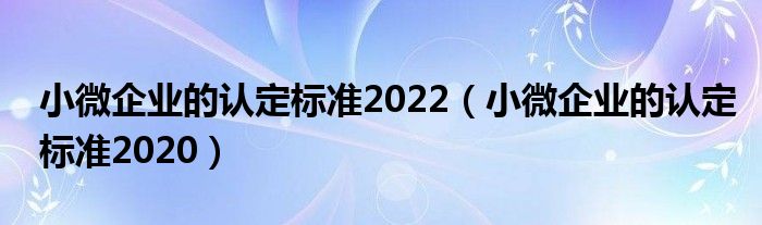 小微企业的认定标准2022（小微企业的认定标准2020）