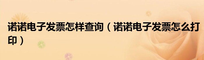 诺诺电子发票怎样查询(诺诺电子发票怎么打印)