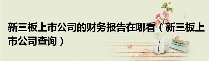 新三板上市公司的财务报告在哪看(新三板上市公司查询)