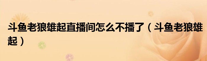 斗鱼老狼雄起直播间怎么不播了(斗鱼老狼雄起)