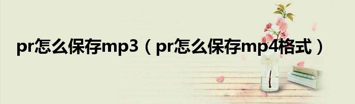 pr怎么保存mp3(pr怎么保存mp4格式)