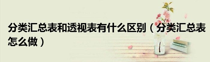 分类汇总表和透视表有什么区别(分类汇总表怎么做)