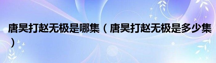 唐昊打赵无极是哪集(唐昊打赵无极是多少集)
