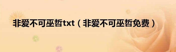 非爱不可巫哲txt(非爱不可巫哲免费)