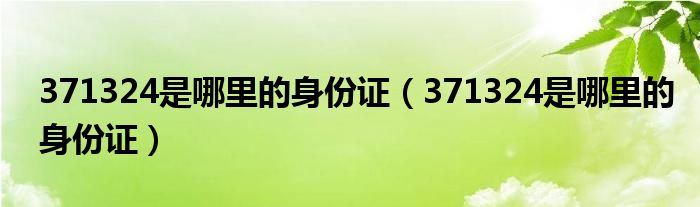 371324是哪里的身份证(371324是哪里的身份证)