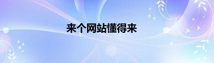 来个网站懂得来