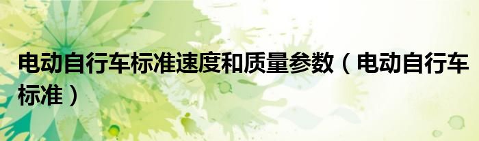 电动自行车标准速度和质量参数(电动自行车标准)
