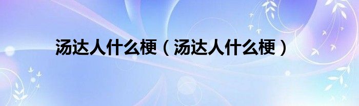 汤达人什么梗(汤达人什么梗)