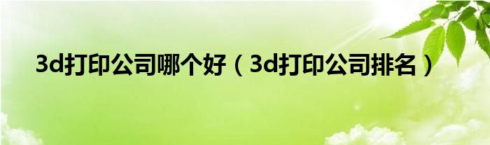 3d打印公司哪个好(3d打印公司排名)