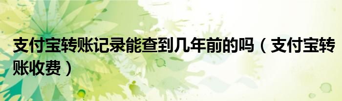支付宝转账记录能查到几年前的吗(支付宝转账收费)
