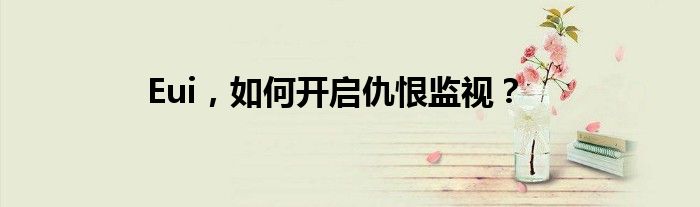 Eui,如何开启仇恨监视?