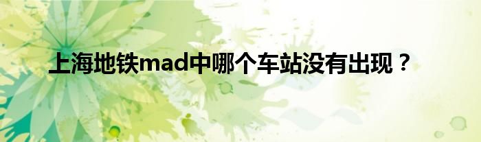 上海地铁mad中哪个车站没有出现?