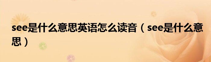 see是什么意思英语怎么读音(see是什么意思)