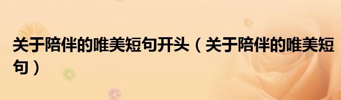 关于陪伴的唯美短句开头(关于陪伴的唯美短句)