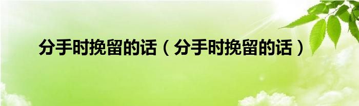 分手时挽留的话(分手时挽留的话)