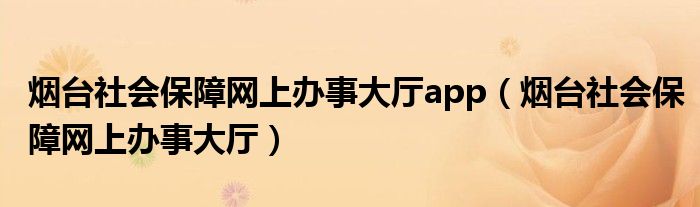 烟台社会保障网上办事大厅app(烟台社会保障网上办事大厅)
