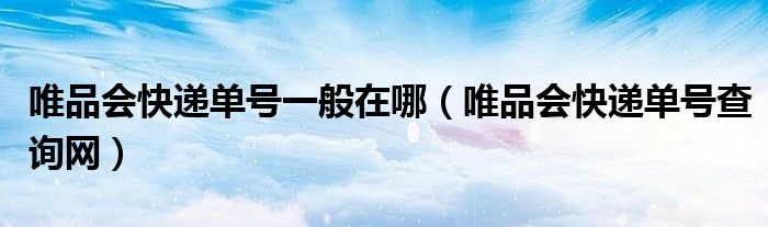 唯品会快递单号一般在哪(唯品会快递单号查询网)