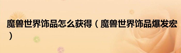 魔兽世界饰品怎么获得(魔兽世界饰品爆发宏)