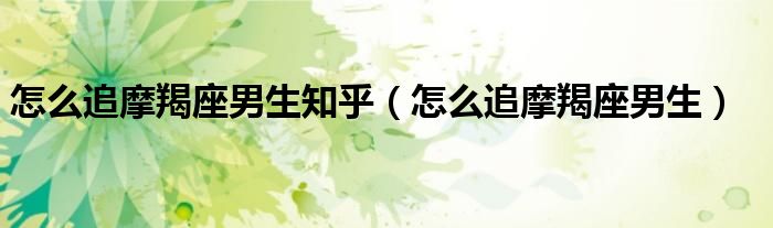 怎么追摩羯座男生知乎(怎么追摩羯座男生)