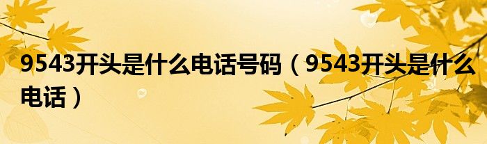 9543开头是什么电话号码（9543开头是什么电话）