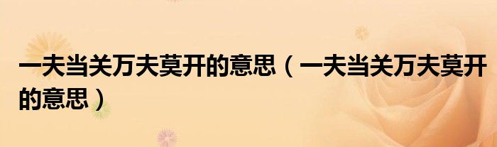 一夫当关万夫莫开的意思(一夫当关万夫莫开的意思)
