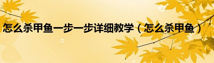 怎么杀甲鱼一步一步详细教学(怎么杀甲鱼)