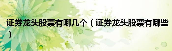 证券龙头股票有哪几个(证券龙头股票有哪些)