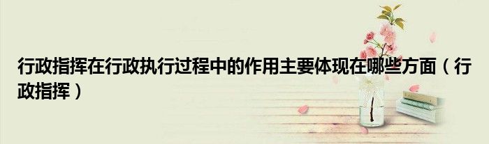 行政指挥在行政执行过程中的作用主要体现在哪些方面(行政指挥)