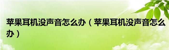 苹果耳机没声音怎么办(苹果耳机没声音怎么办)