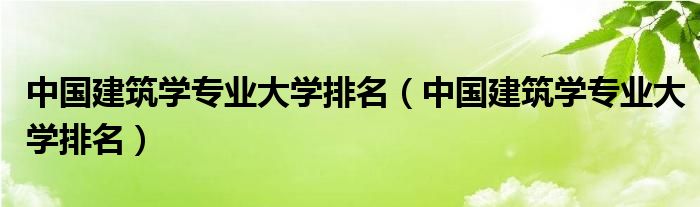 中国建筑学专业大学排名(中国建筑学专业大学排名)
