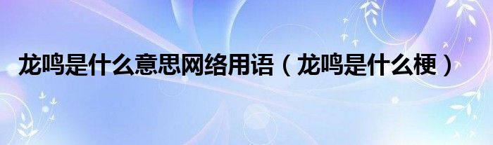 龙鸣是什么意思网络用语(龙鸣是什么梗)